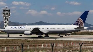 United 767 [N76062] Take-off Barcelona Airport