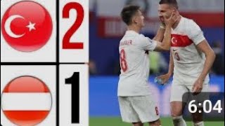 Turkey 🇹🇷 2 - 1 Austria 🇦🇹 Live Match Highlights #EURO2024 #football #eurocup #germany #baumgartner