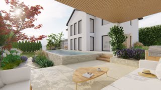 MEDITERRANEAN, Naturalistic Garden with POOL in the City 🙂🏖🏖🏖 Design on SketchUp