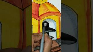 Shiv temple drawing | shiv ji ka mandir |easy temple drawing #ytshorts