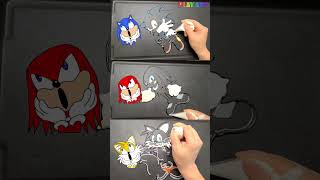 Making Super Sonic: hedgehog VS Knuckles VS Tails Pancake art Challenge, #shorts