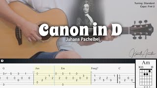 Canon in D - Johann Pachelbel | Fingerstyle Guitar | TAB + Chords + Lyrics