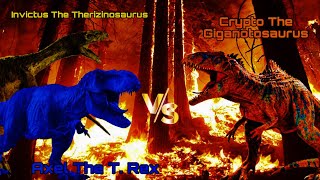 Axel The T. Rex and Invictus The Therizinosaurus Vs. Crypto The Giganotosaurus (The Oc Battle)