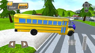 Gold School Bus Driving - Cars and Bus On Gas Station Simulator #7 - Android Gameplay