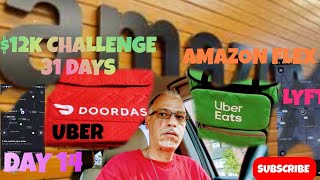 DOORDASH UBEREATS AMAZON FLEX LYFT UBER 12k CHALLENGE 31 DAYS (DAY 14)