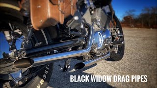 1994 XV535 Black Widow Drag Pipes VS Stock Exhaust