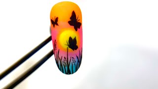 PAISAJE EN MICROPINTURA EN UÑAS 🦋