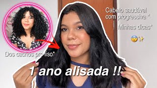 UM ANO DE CABELO ALISADO * dos cachos pro liso , cabelo saudável , dicas,me arrependi ? …😨