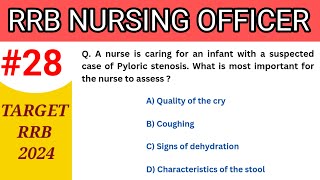 RRB Nursing Officer Exam 2024 || MCQ For RRB Staff Nurse Exam || #27