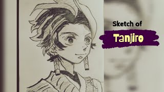 Sketch of Tanjiro Kamando | How to draw anime | Anime drawing | #anime #tanjirokamado #demonslayer