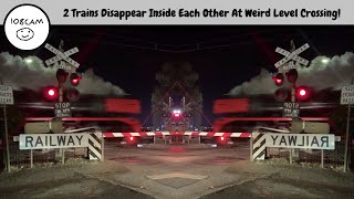 2 Steam Trains Disappear Inside Each Other At Weird Level Crossing!