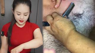 💈ASMR | Remove a lot of terminal hair from a man's chest. 🪒 Insanely skillful shaving！