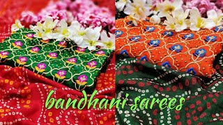 🌹 beautiful bandhani sarees collection 🌹 bandhani sarees with fancy blouse online shopping 266