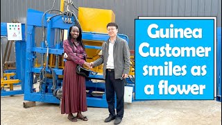 Guinea customer sent his daughter to inspect Henry Concrete block machine to make porous blocks