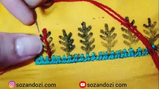 روش دوخت دندونه به همراه بوروک /Hand embroidery