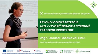 Kvalita pracovného života a psychologické bezpečie na pracovisku