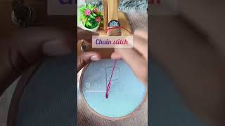 Chain Stitch || Hand embroidery basic #youtubeshorts #embroidery