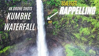 KUMBHE WATERFALL 350 FEET RAPPELLING - MAHARASHTRA -  4K  - DRONE SHOTS