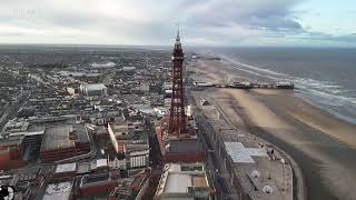 DJI AIR 3 Imperial Hotel to Blackpool Tower the day after the storm.