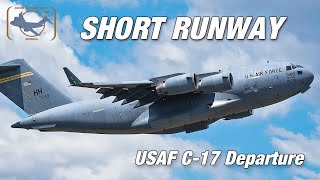 Huge USAF C-17 Globemaster departs Wheeler Airfield in Hawaii