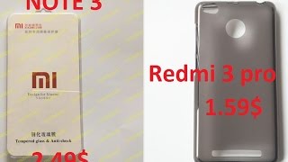 Glass закаленное стекло  для Xiaomi Redmi note 3 и чехол для Redmi 3 pro с Aliexpress . распаковка