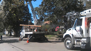 Pole replacement after wind storm last week