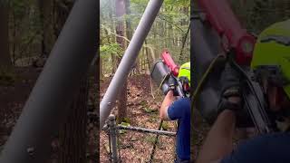 Fire in the hole! —launching a rope over a gully for rescue ops. #firefighter #roperescue #shorts