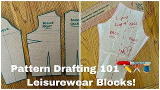 Beginner Pattern Drafting! LEISUREWEAR BLOCKS!! Stretch Bodice & Leggings! FREE PATTERNS!! 🧵🪡✂️✏️♥️