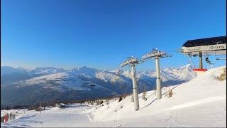 Skiing Les Arcs! Top of Grizzly chairlift to bottom 2023