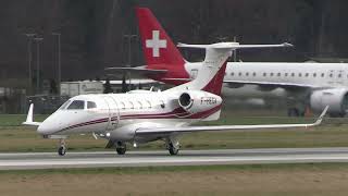 Embraer 500 Phenom (F-HEGA) powerful takeoff at Bern Airport | AviationSven