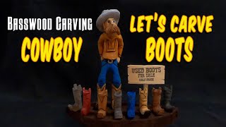 Cowboy Boots Woodcarving - Boot Toothpick Holder - Caricature Cowboy Boot Practice for Beginners