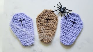 Crochet Coffin Coasters / Garland (Spooky Halloween Crochet Tutorial)