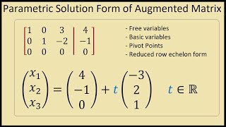 Parametric form solution of augmented matrix in reduced row echelon form