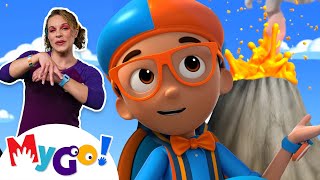 Blippi Wonders | Erupting Volcano + MORE! | MyGo! Sign Language For Kids | ASL