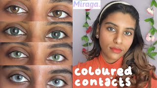 coloured contacts that show up on dark eyes haul 👁  👁 | miraga color contact lenses