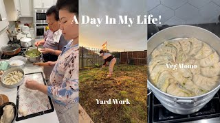 Finally Started Our Yard Project | Pulled Weeds For 3 Hours! 😭 | Veg Momo Was Delicious!NEPALI VLOG