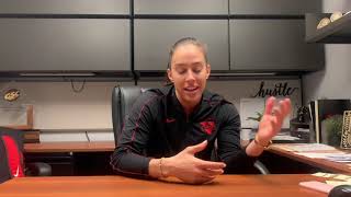 WBB | 2019 Media Day | Head Coach Deandra Schirmer and Junior Guard Kayla Bonilla |