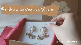 Pack an order of handmade Wire wrapped jewelry with me #wirewrappedjewelry #packaging #earrings