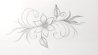 Flower Drawing Design Very Easy |Simple Flower Drawing For Embroidery | Flower Drawing step by step8