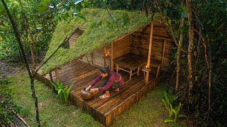 Decoration and Grass Roof added to My Bamboo Wood House built with Ancient Skills