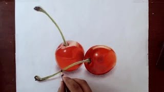 Drawing Cherries - Prismacolor Pencils