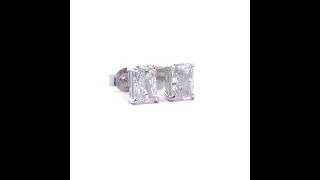 2 Carat Radiant Cut Diamond Solitaire Stud Earrings in 14k White Gold