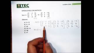 Suma, resta y multiplicación por un escalar de matrices