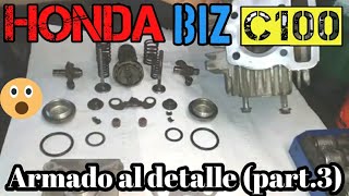 COMO armar MOTOR Honda BIZ C100 al detalle (pte.3) pistón cilindro, culata, distribución encendido