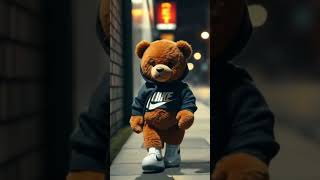 AI generated teddybear Promoting nike #shorts