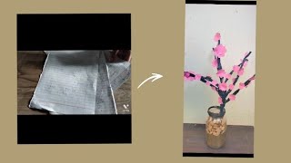 Copy ke purane page ka flower pot it very easy and beautiful 🧡 🧡 🧡...