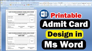 how to make admit card for students in MS word / students admit card making Ms word /