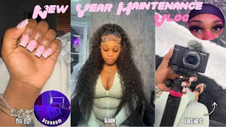 NEW YEAR MAINTENANCE VLOG | nails, hair, lashes, cleaning room & more !