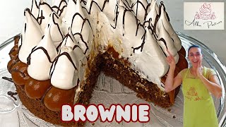 como hacer TORTA BRAWNIE, fácil, rica de chocolate, dulce de leche y merengue.