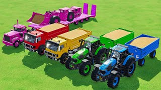 DEUTZ TRACTORS VS TRUCK - LOAD AND TRANSPORT PORK FOOD THROUG ROCK TRACK ! Farming Simulator 22